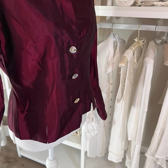 JS Collections Women's Dress Jacket, size 12. Burgundy Special Occasion - Picture 5 of 12
